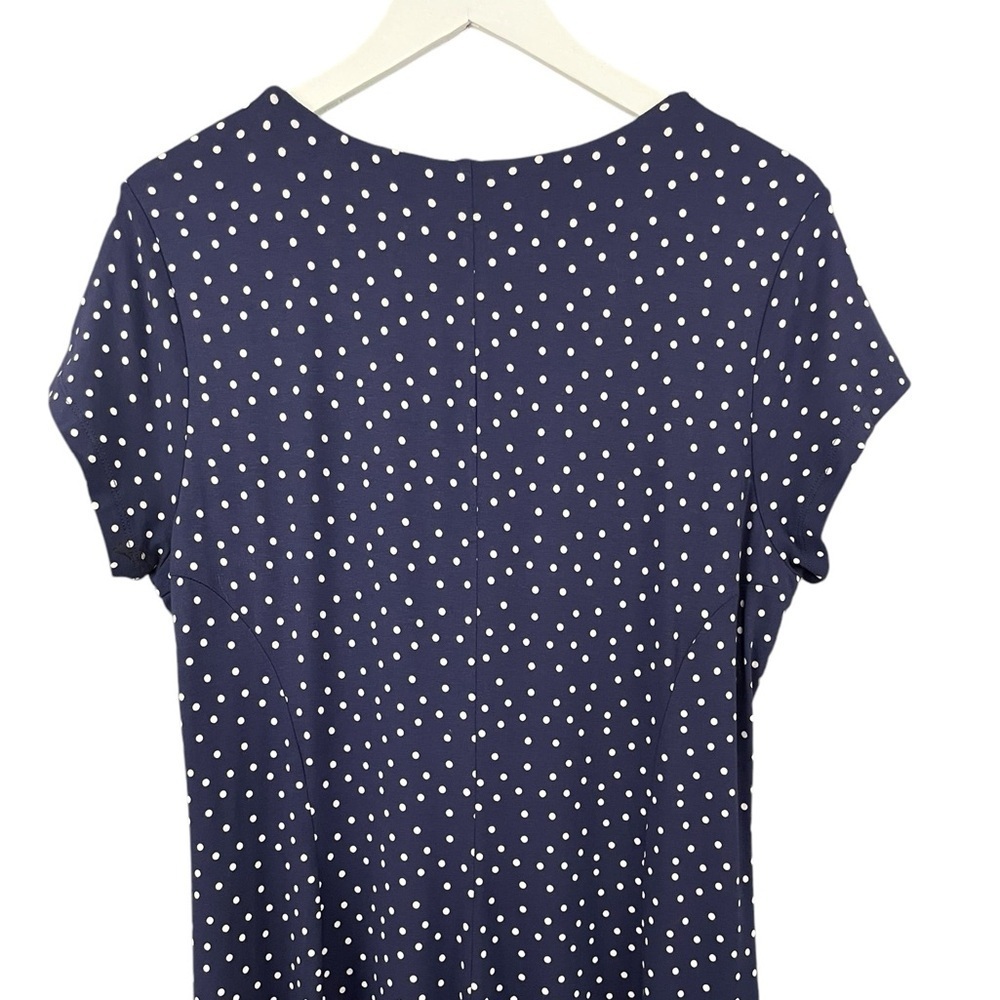 Seraphine Maternity Jersey Knit Dress Cap Sleeve Navy Blue Polka Dot NWT - Picture 7 of 13